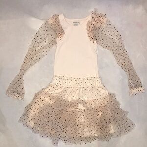 Habitual Kid Pink Tulle Polka Dot Ballerina Tyle Skirt And Blouse Set | Size 5